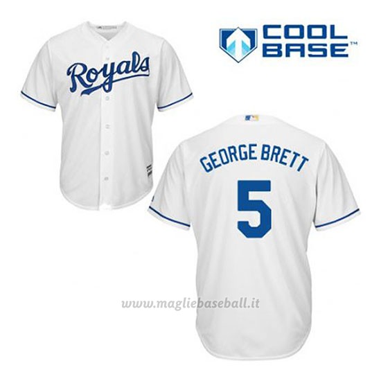 Maglia Baseball Uomo Kansas City Royals George Brett 5 Bianco 1ªCool Base